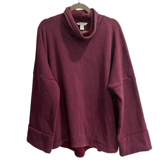 Athleta Tops - Athleta Size Large Maroon Cowl Neck Sweatshirt Thick and Cozy OVERSIZED